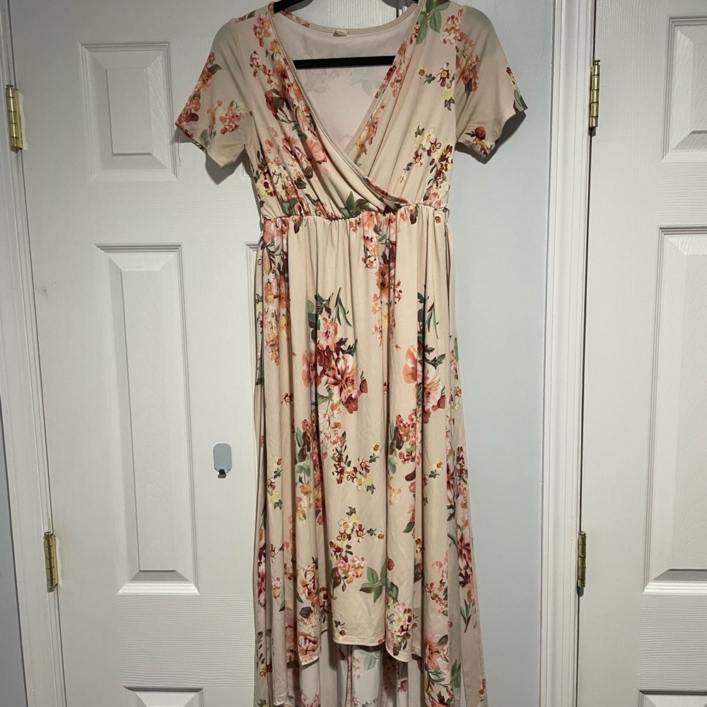 Pinkblush Blush Floral High-Low Wrap Maternity Dress